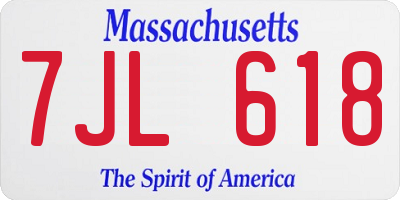 MA license plate 7JL618