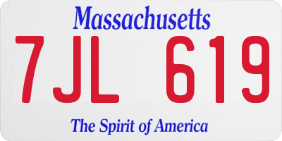 MA license plate 7JL619