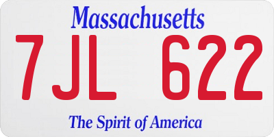 MA license plate 7JL622