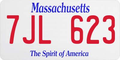 MA license plate 7JL623