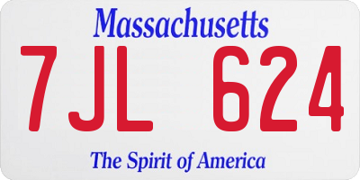 MA license plate 7JL624