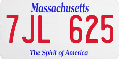 MA license plate 7JL625
