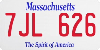 MA license plate 7JL626