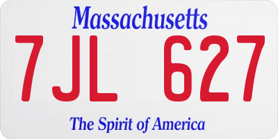 MA license plate 7JL627