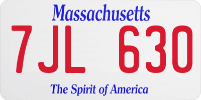 MA license plate 7JL630