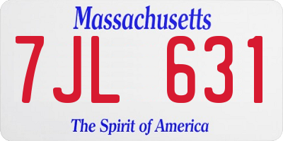 MA license plate 7JL631