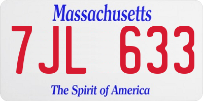MA license plate 7JL633