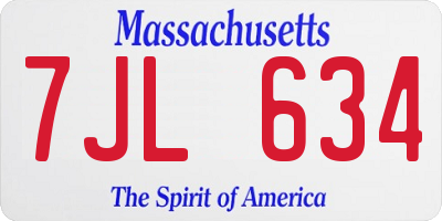 MA license plate 7JL634