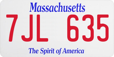 MA license plate 7JL635