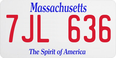 MA license plate 7JL636