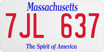 MA license plate 7JL637