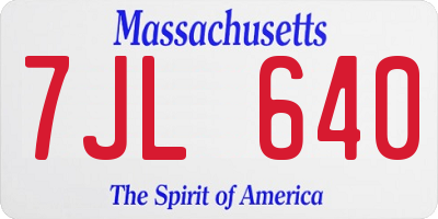 MA license plate 7JL640