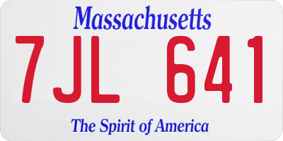MA license plate 7JL641
