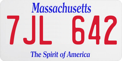MA license plate 7JL642