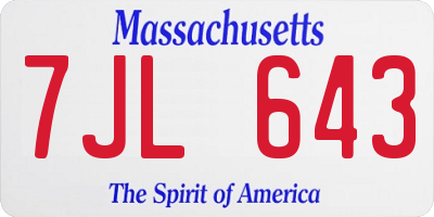 MA license plate 7JL643