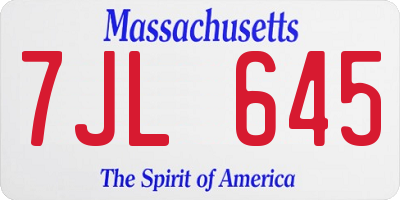 MA license plate 7JL645