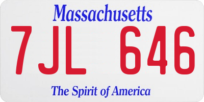 MA license plate 7JL646