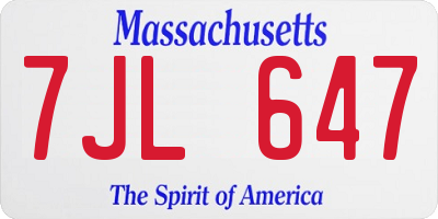 MA license plate 7JL647