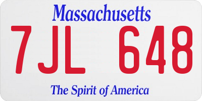 MA license plate 7JL648