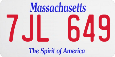 MA license plate 7JL649