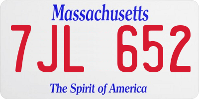 MA license plate 7JL652