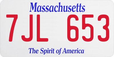 MA license plate 7JL653