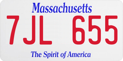 MA license plate 7JL655
