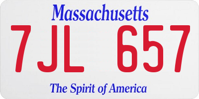 MA license plate 7JL657