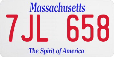 MA license plate 7JL658