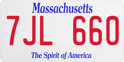 MA license plate 7JL660