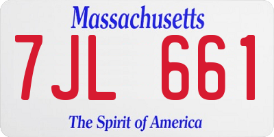 MA license plate 7JL661