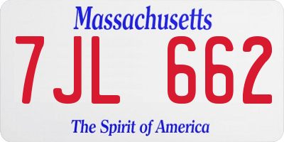 MA license plate 7JL662