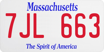 MA license plate 7JL663