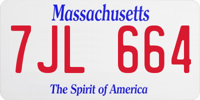 MA license plate 7JL664