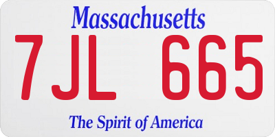 MA license plate 7JL665