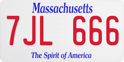 MA license plate 7JL666
