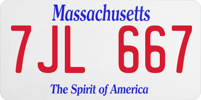MA license plate 7JL667