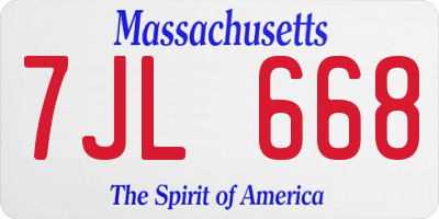 MA license plate 7JL668
