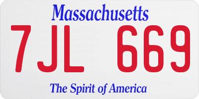 MA license plate 7JL669
