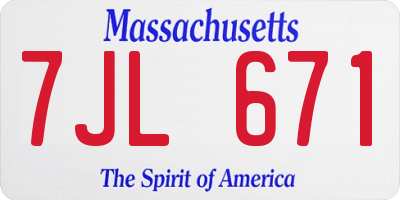 MA license plate 7JL671