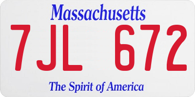 MA license plate 7JL672