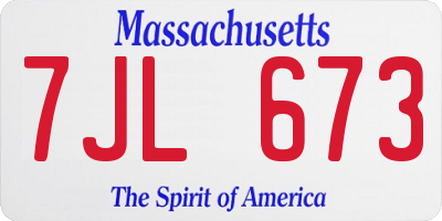 MA license plate 7JL673