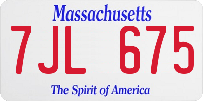 MA license plate 7JL675