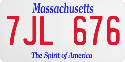 MA license plate 7JL676