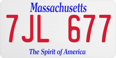 MA license plate 7JL677