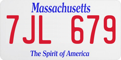 MA license plate 7JL679