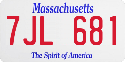 MA license plate 7JL681