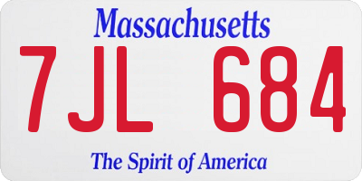 MA license plate 7JL684