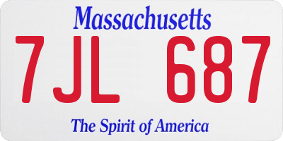 MA license plate 7JL687