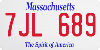 MA license plate 7JL689